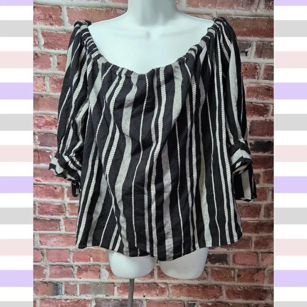Lane Bryant Off-Shoulder Striped Top – Women’s Size 14/16 – Black & White‎